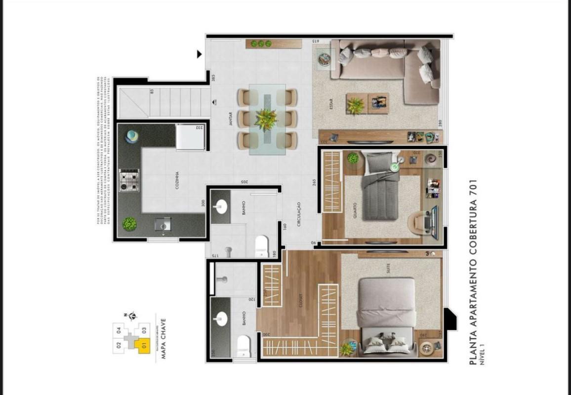 Cobertura, Castelo, 2 Quartos, 2 Vagas, 1 Suíte