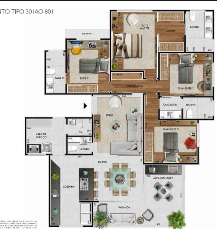 Apartamento, Castelo, 4 Quartos, 3 Vagas, 4 Suítes