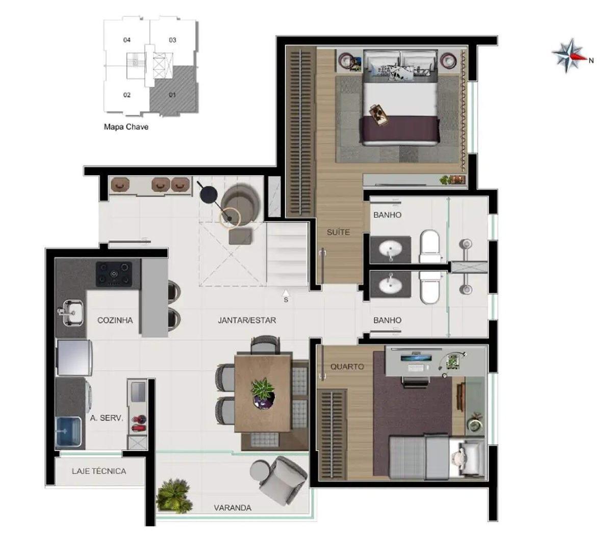 Cobertura, Nova Suíssa, 2 Quartos, 3 Vagas, 1 Suíte