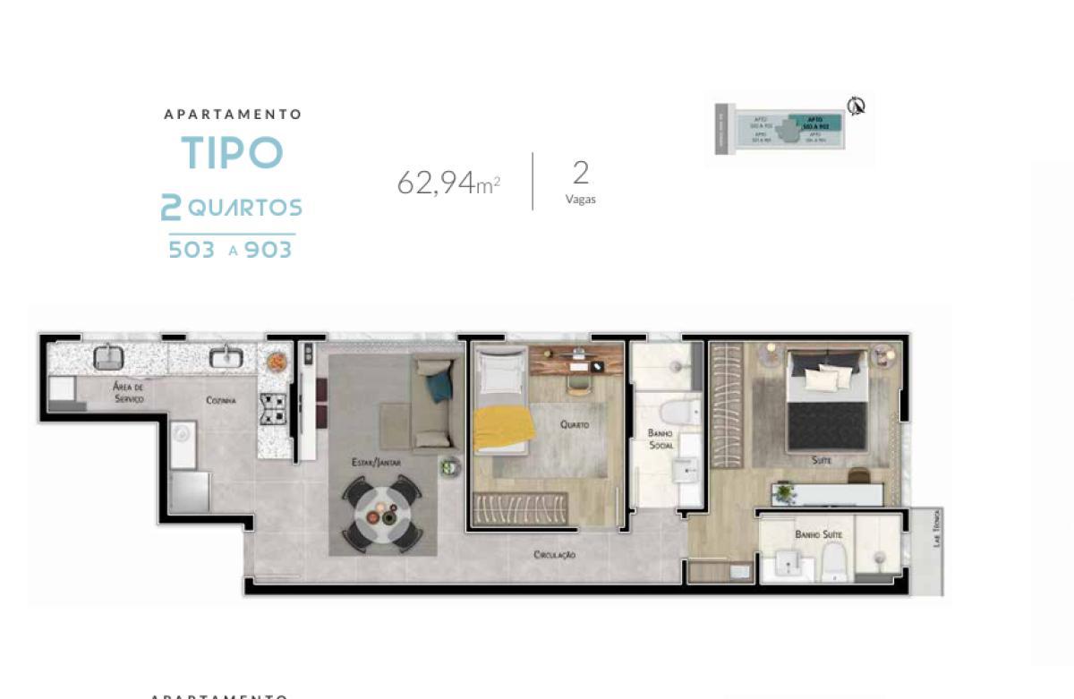 Apartamento, Lourdes, 2 Quartos, 2 Vagas, 1 Suíte