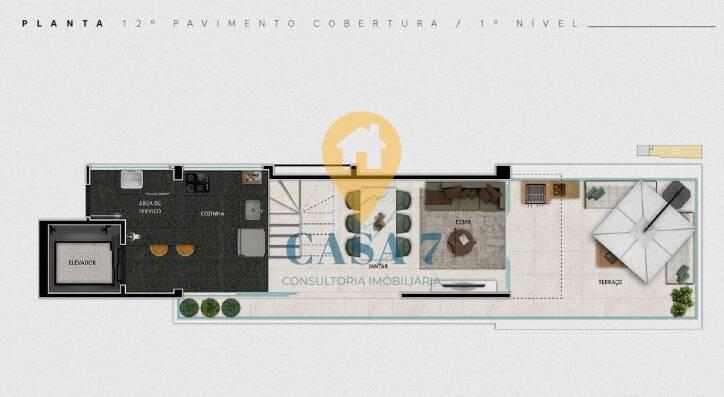Cobertura, Funcionários, 2 Quartos, 0 Vaga, 1 Suíte