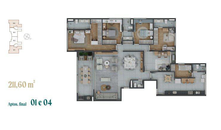 Apartamento, Vila da Serra, 4 Quartos, 3 Vagas, 1 Suíte