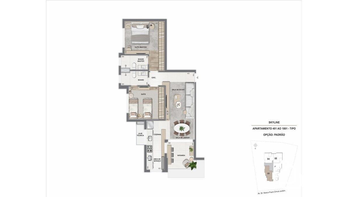Apartamento, Vila da Serra, 2 Quartos, 1 Vaga, 1 Suíte