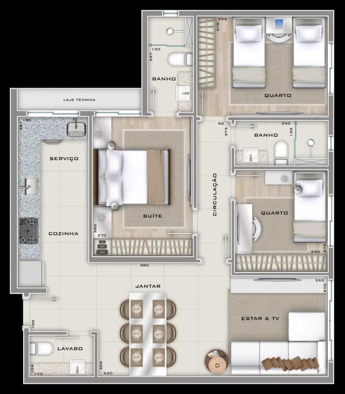 Apartamento, Floresta, 3 Quartos, 2 Vagas, 1 Suíte