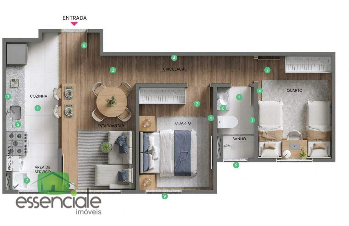 Apartamento, Três Barras, 1 Quarto, 1 Vaga, 1 Suíte