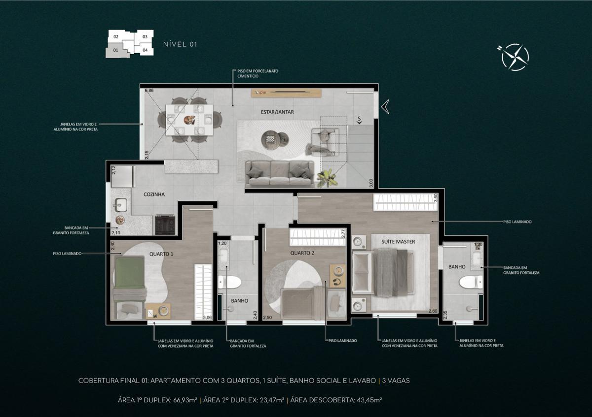 Apartamento, União, 2 Quartos, 2 Vagas, 2 Suítes