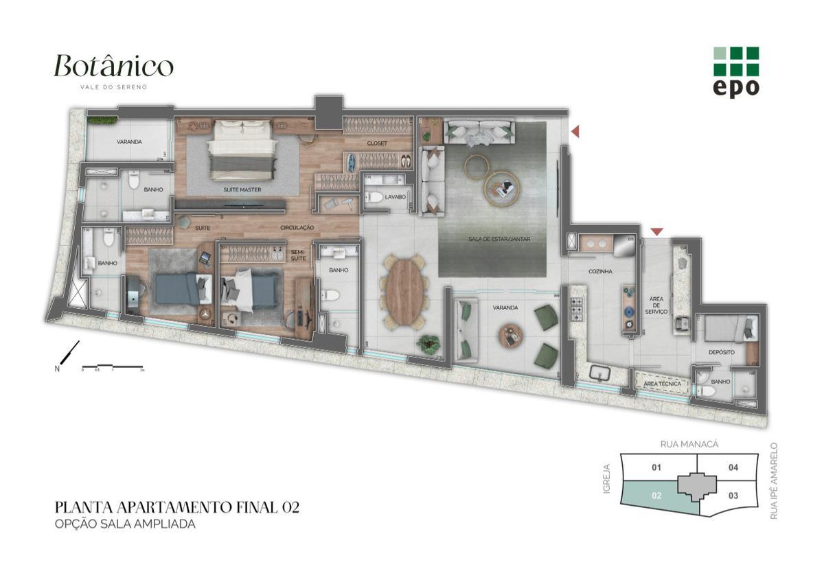 Apartamento, Vale do Sereno, 4 Quartos, 3 Vagas