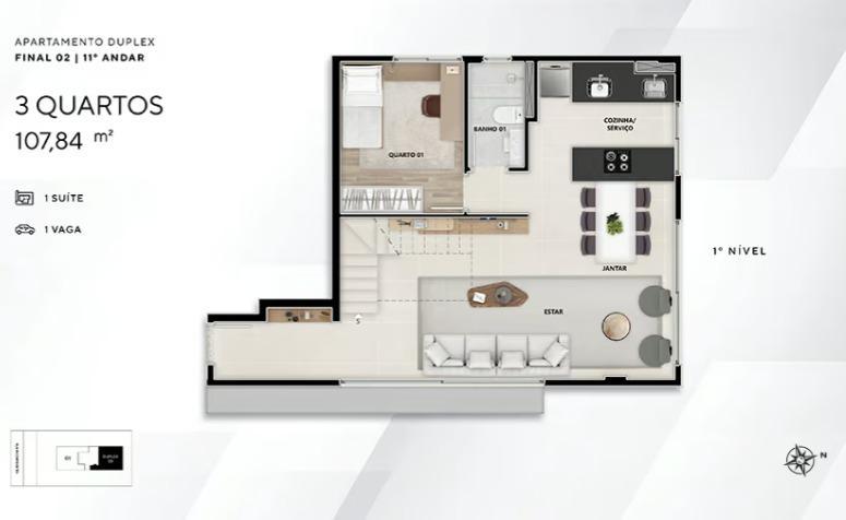 Apartamento, Savassi, 1 Quarto, 1 Vaga