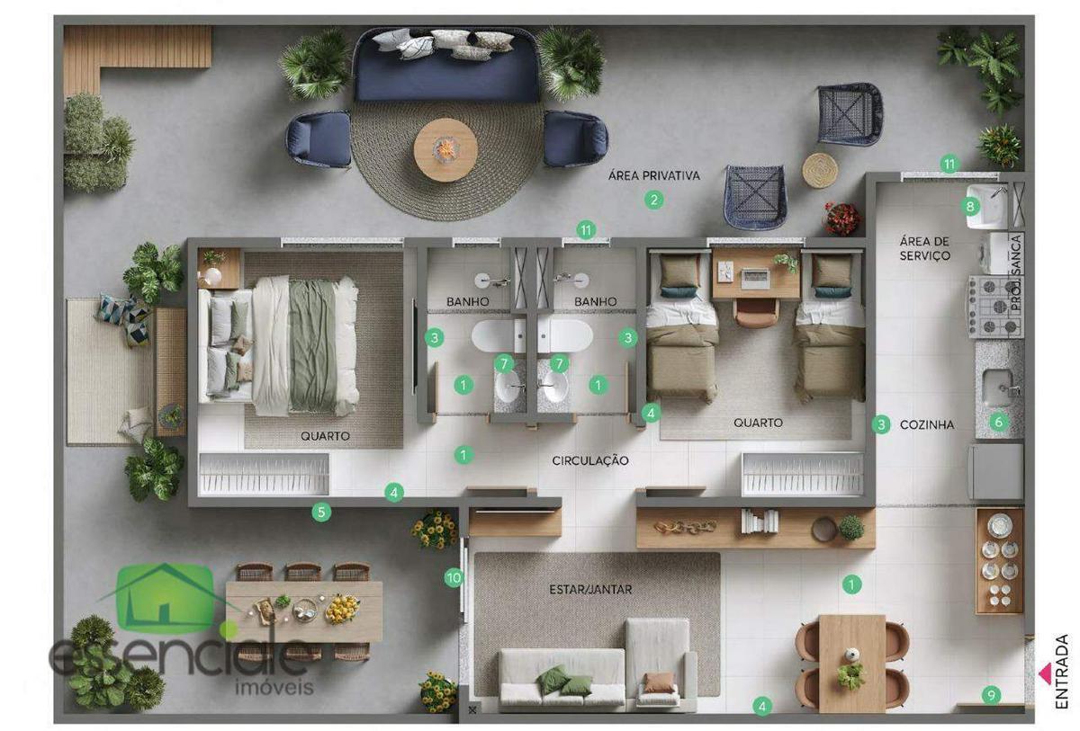 Apartamento, Três Barras, 2 Quartos, 1 Vaga, 1 Suíte
