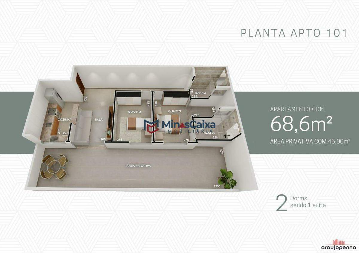 Apartamento, Vila dos Técnicos, 2 Quartos, 1 Vaga, 1 Suíte