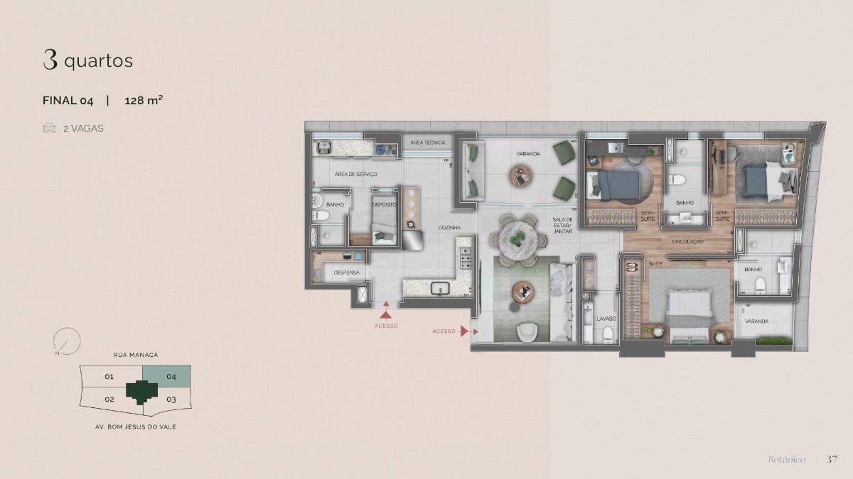 Apartamento, Vale do Sereno, 4 Quartos, 3 Vagas, 4 Suítes