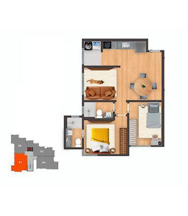 Apartamento, Vila Nova Vista, 2 Quartos, 2 Vagas
