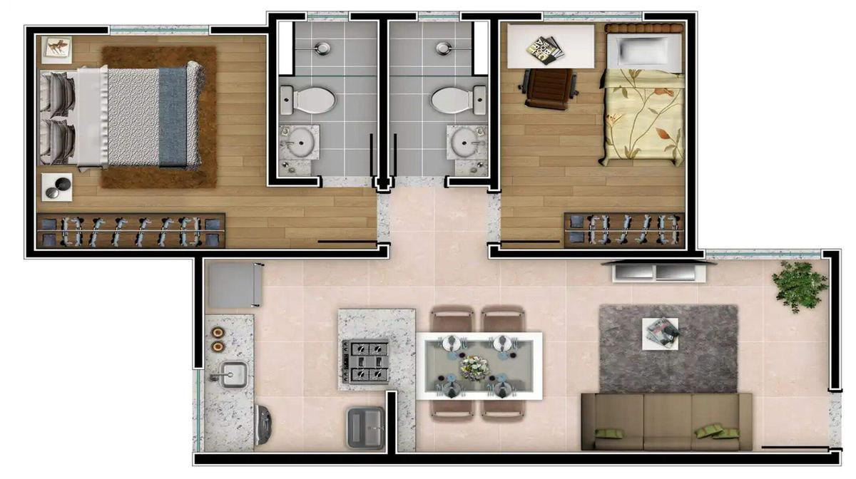 Apartamento, Santa Rosa, 2 Quartos, 1 Vaga, 1 Suíte