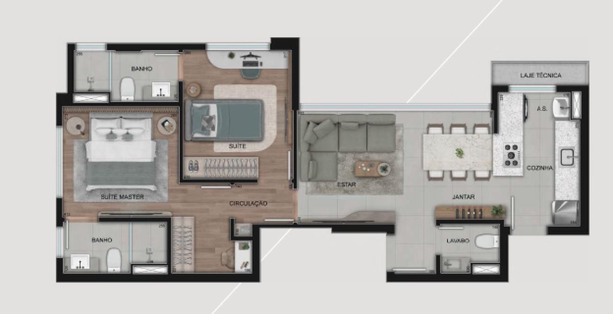 Apartamento, Luxemburgo, 2 Quartos, 1 Vaga, 2 Suítes