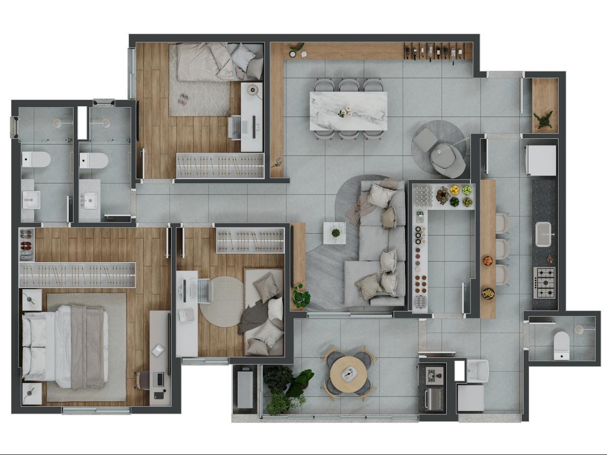Apartamento, Serra do Curral Del Rey, 3 Quartos, 2 Vagas, 1 Suíte