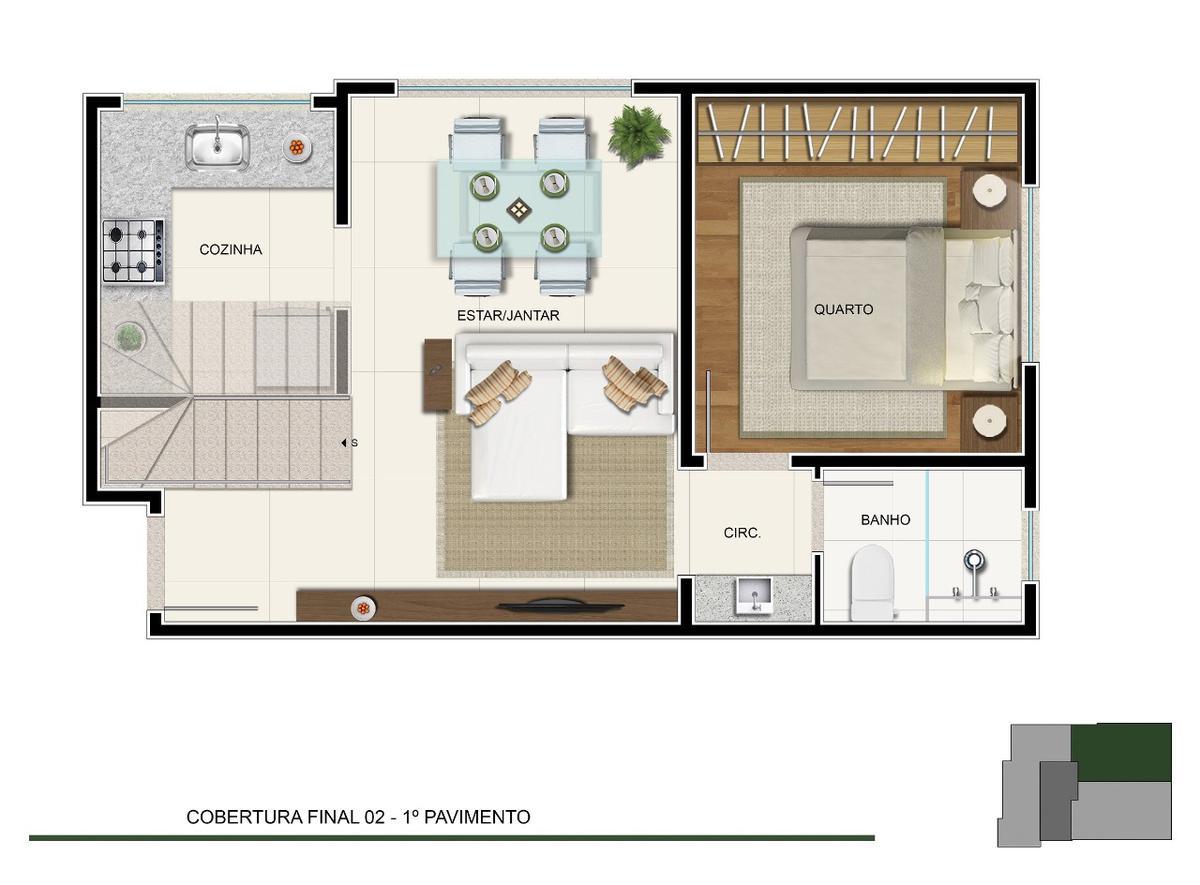 Cobertura, Sagrada Família, 1 Quarto, 1 Vaga