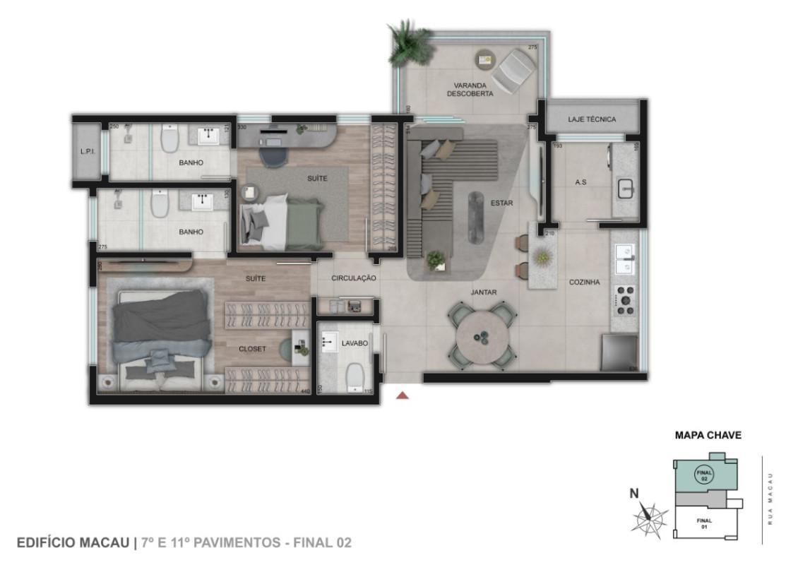 Apartamento, Coração de Jesus, 2 Quartos, 2 Vagas, 2 Suítes