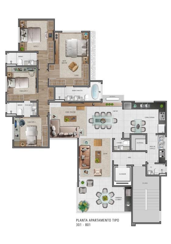 Apartamento, Castelo, 4 Quartos, 4 Vagas, 4 Suítes