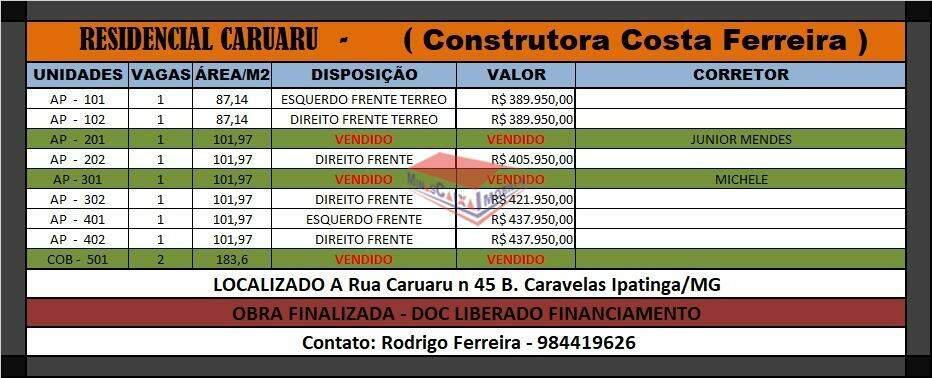Apartamento, Caravelas, 3 Quartos, 1 Vaga, 1 Suíte