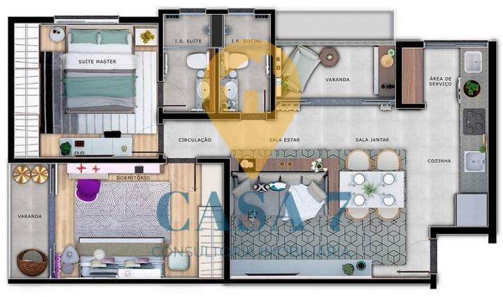 Apartamento, Santa Efigênia, 2 Quartos, 0 Vaga, 1 Suíte
