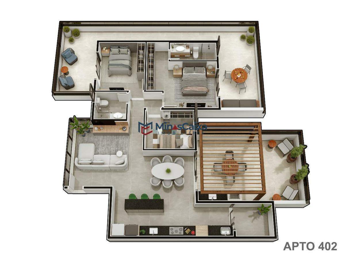 Apartamento, Iguaçu, 3 Quartos, 2 Vagas, 1 Suíte