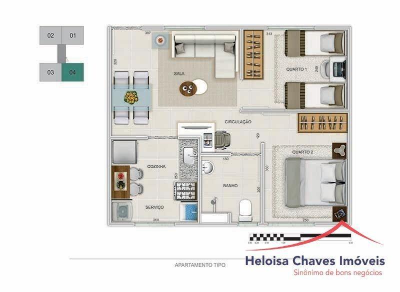 Apartamento, Icaivera, 2 Quartos, 1 Vaga