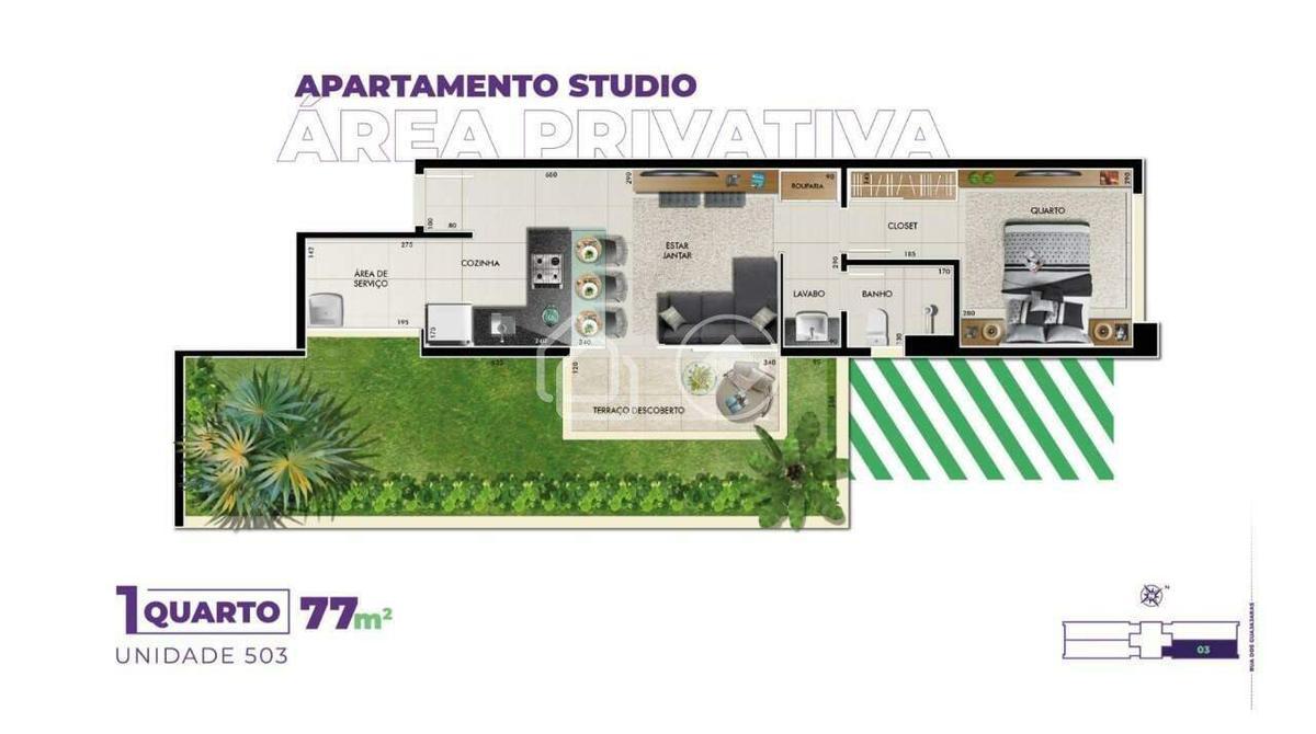 Cobertura, Barro Preto, 1 Quarto, 1 Vaga