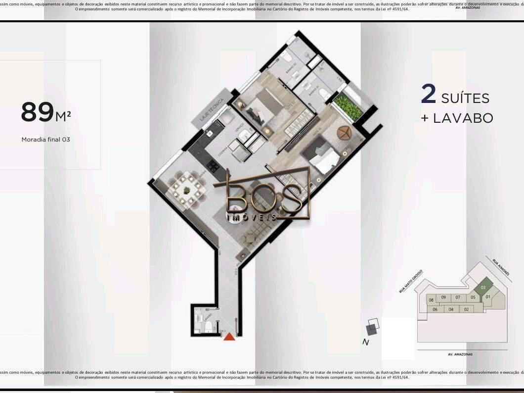 Apartamento, Santo Agostinho, 2 Quartos, 1 Vaga, 2 Suítes