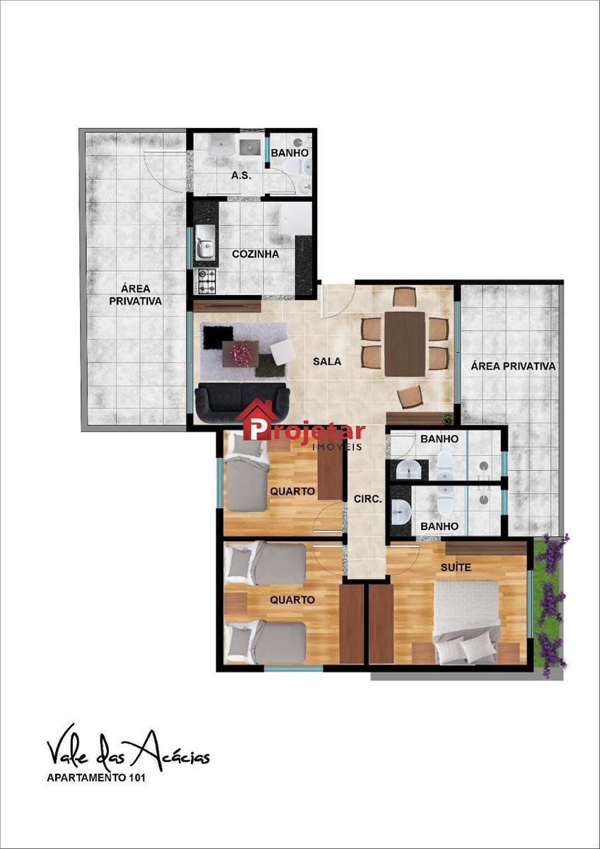 Apartamento, Santa Teresa, 3 Quartos, 2 Vagas, 1 Suíte