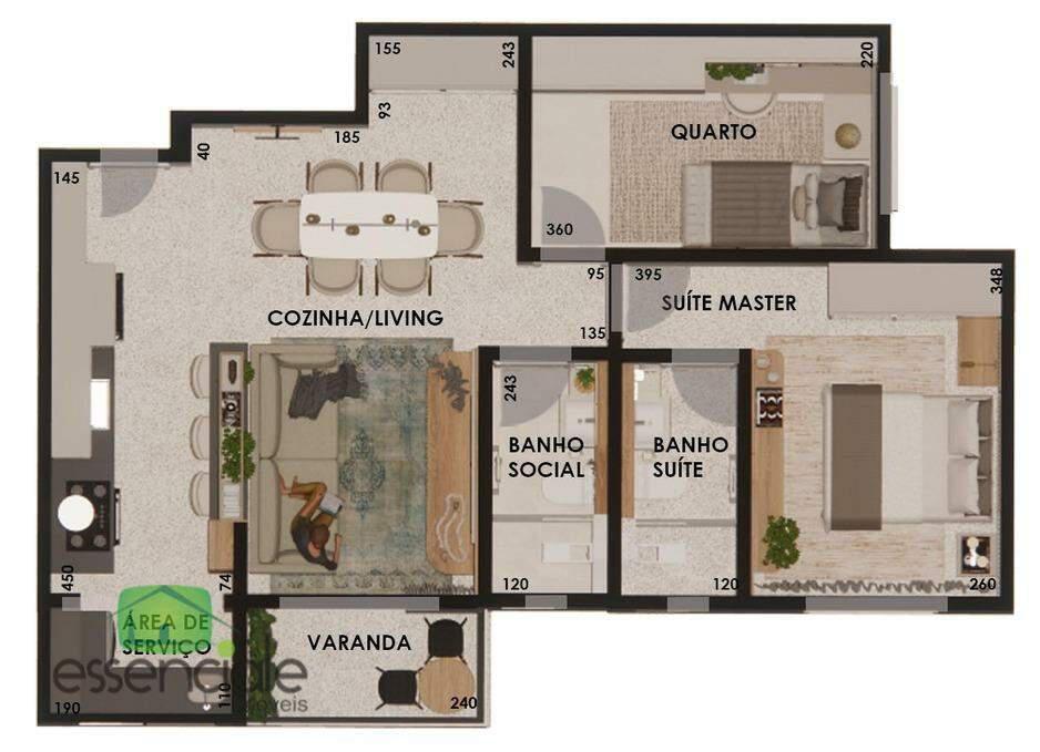 Apartamento, Centro, 2 Quartos, 1 Vaga, 1 Suíte