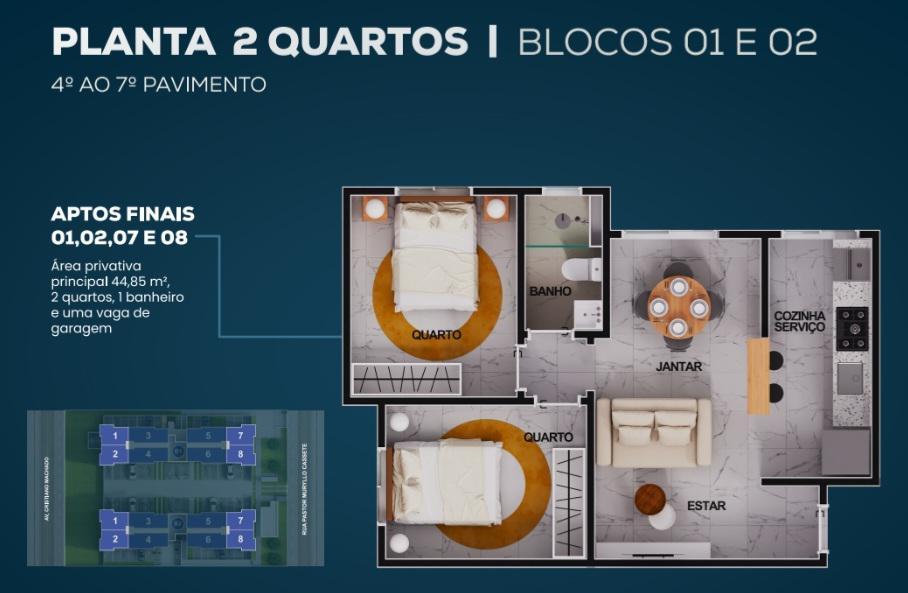 Apartamento, Guarani, 2 Quartos, 1 Vaga