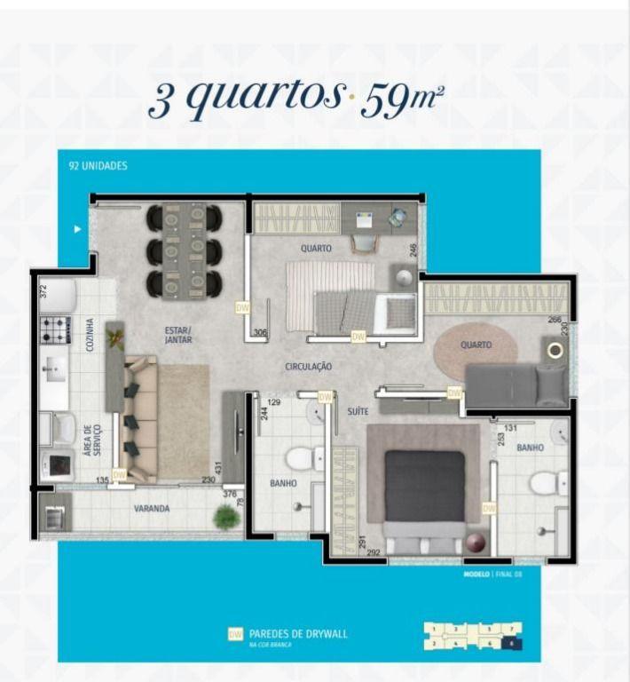 Apartamento, Estoril, 3 Quartos, 1 Vaga, 1 Suíte