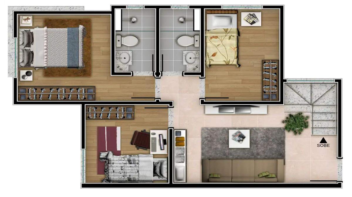 Apartamento, Santa Rosa, 2 Quartos, 1 Vaga, 1 Suíte
