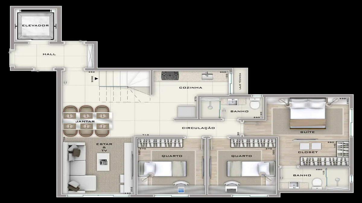 Cobertura, Serra, 3 Quartos, 2 Vagas, 1 Suíte