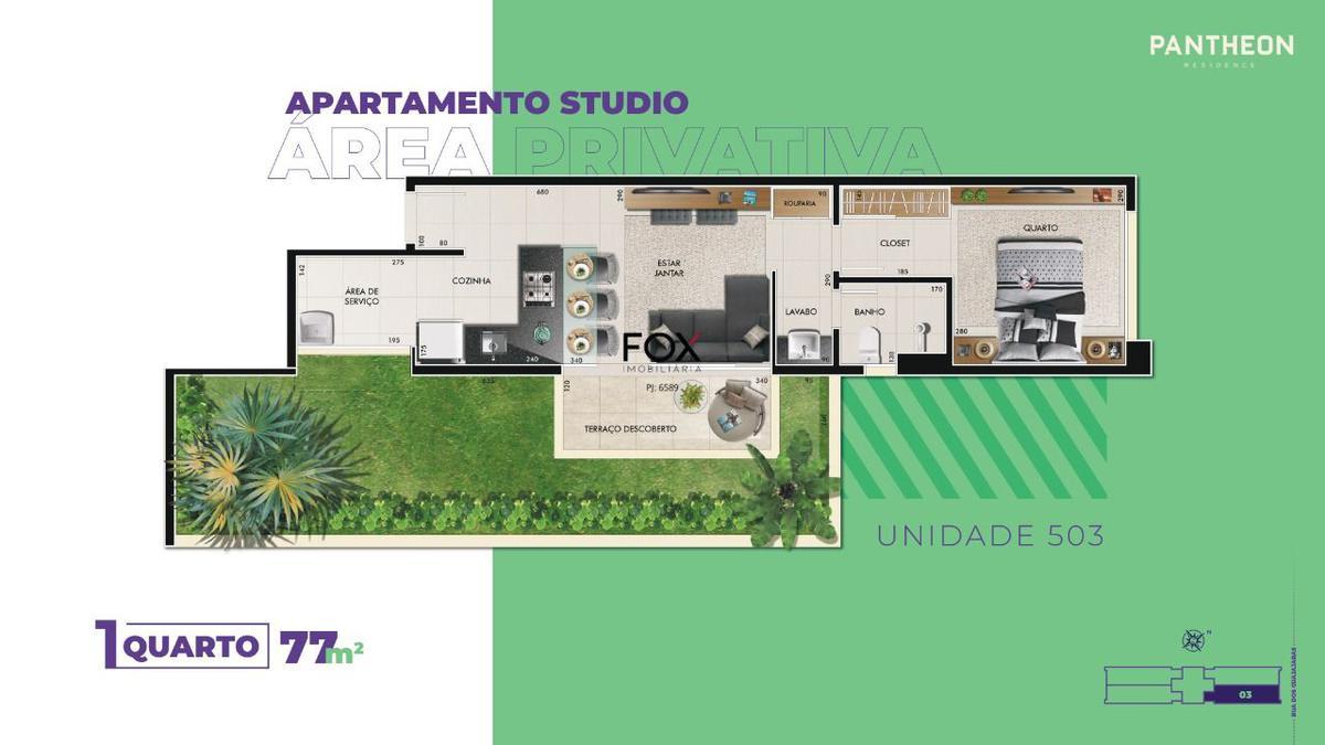 Cobertura, Barro Preto, 1 Quarto, 2 Vagas