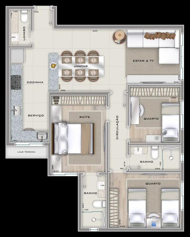 Apartamento, Floresta, 3 Quartos, 2 Vagas, 1 Suíte