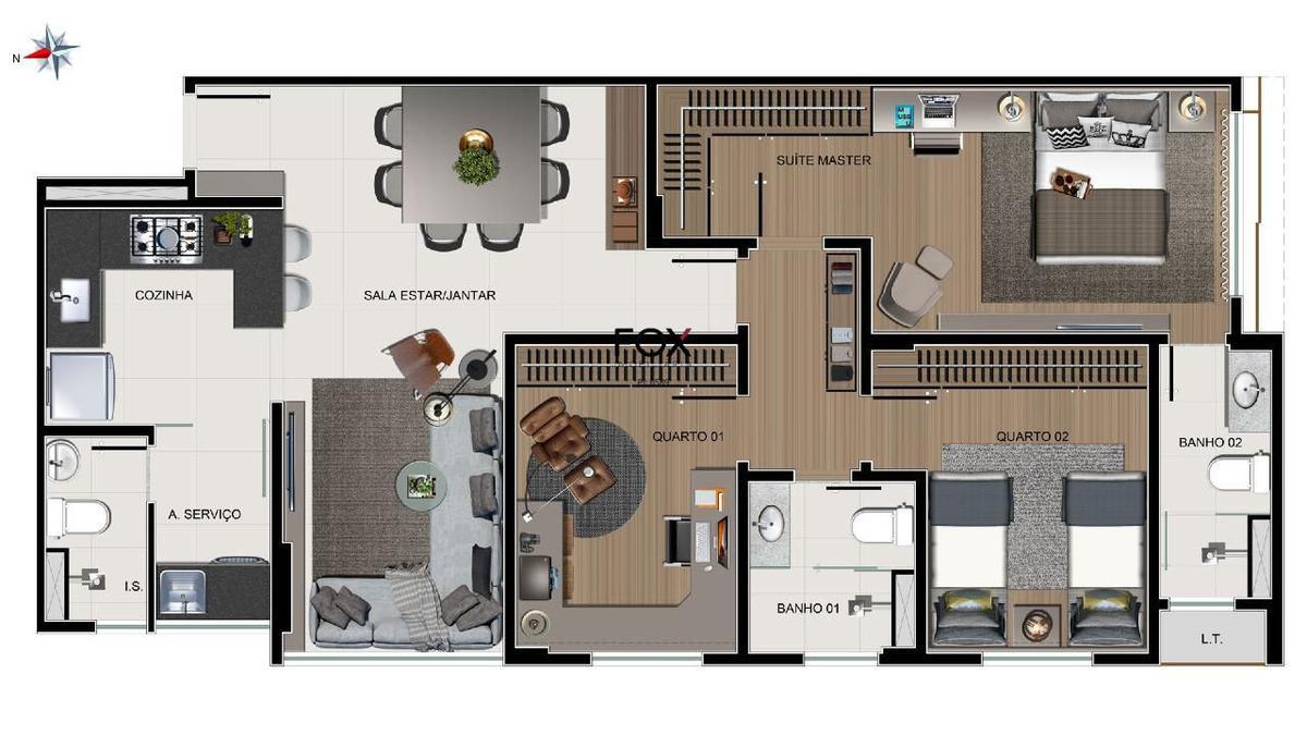 Apartamento, Funcionários, 3 Quartos, 2 Vagas, 1 Suíte
