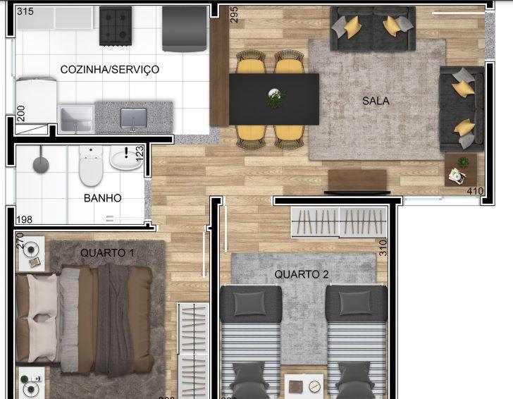 Apartamento, Caiapós, 2 Quartos, 1 Vaga