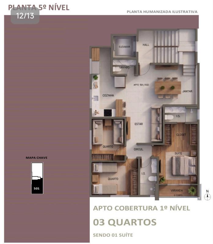 Apartamento, Castelo, 3 Quartos, 2 Vagas, 1 Suíte