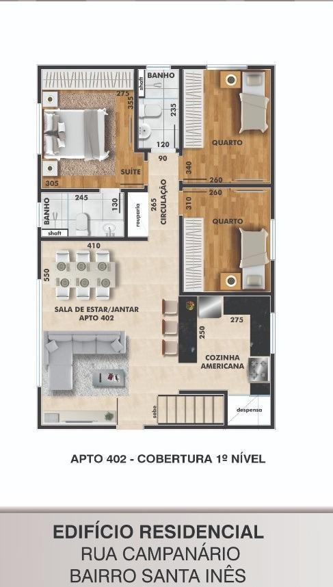 Cobertura, Santa Inês, 3 Quartos, 2 Vagas, 1 Suíte
