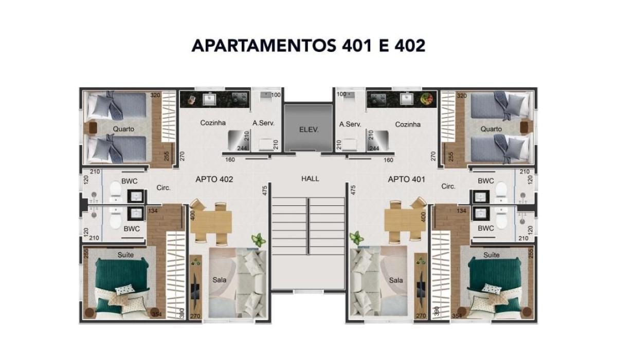 Apartamento, Araguaia, 2 Quartos, 1 Vaga, 1 Suíte