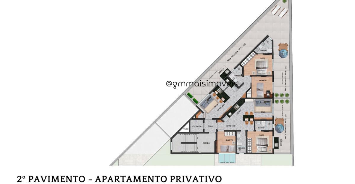 Apartamento, Funcionários, 2 Quartos, 1 Vaga, 1 Suíte