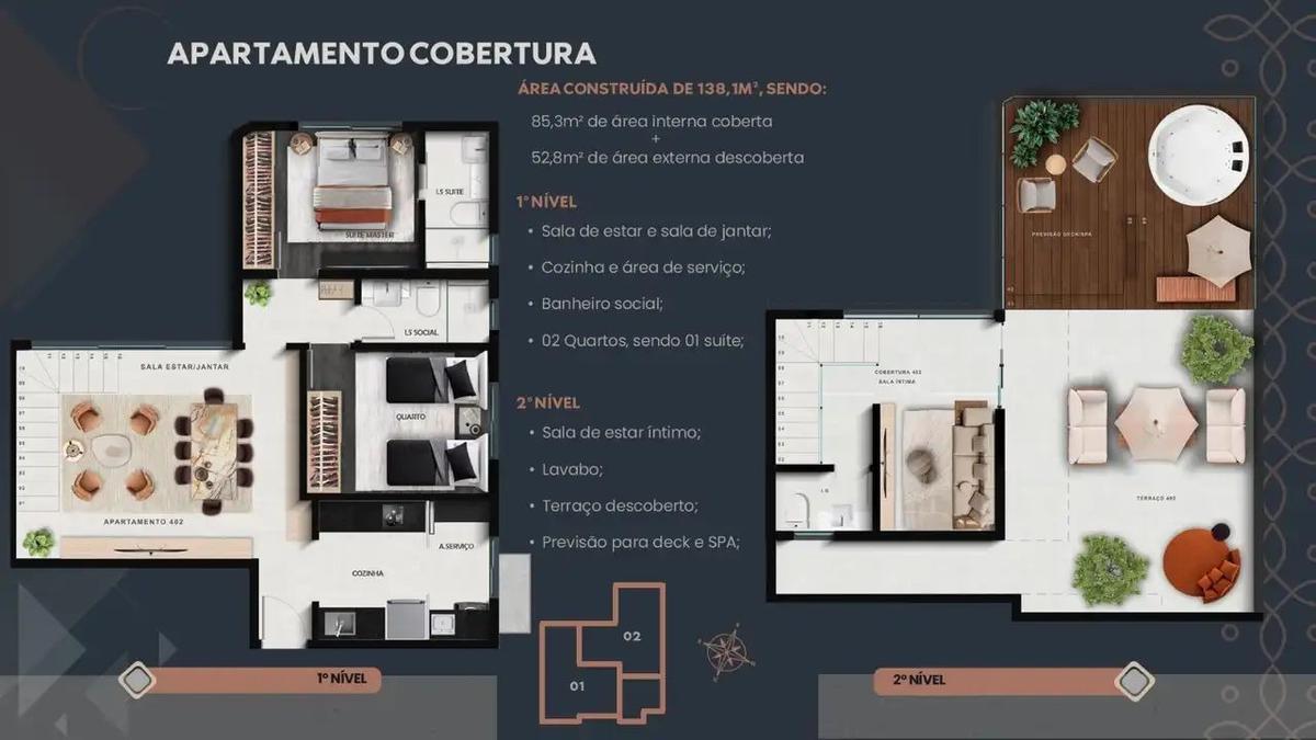 Cobertura, Grajaú, 2 Quartos, 2 Vagas, 1 Suíte