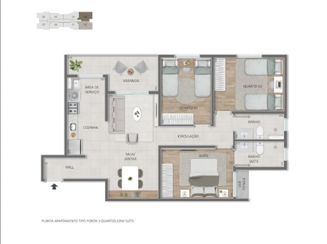 Apartamento, Liberdade, 2 Quartos, 1 Vaga