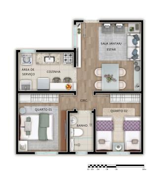 Apartamento, Planalto, 2 Quartos, 1 Vaga