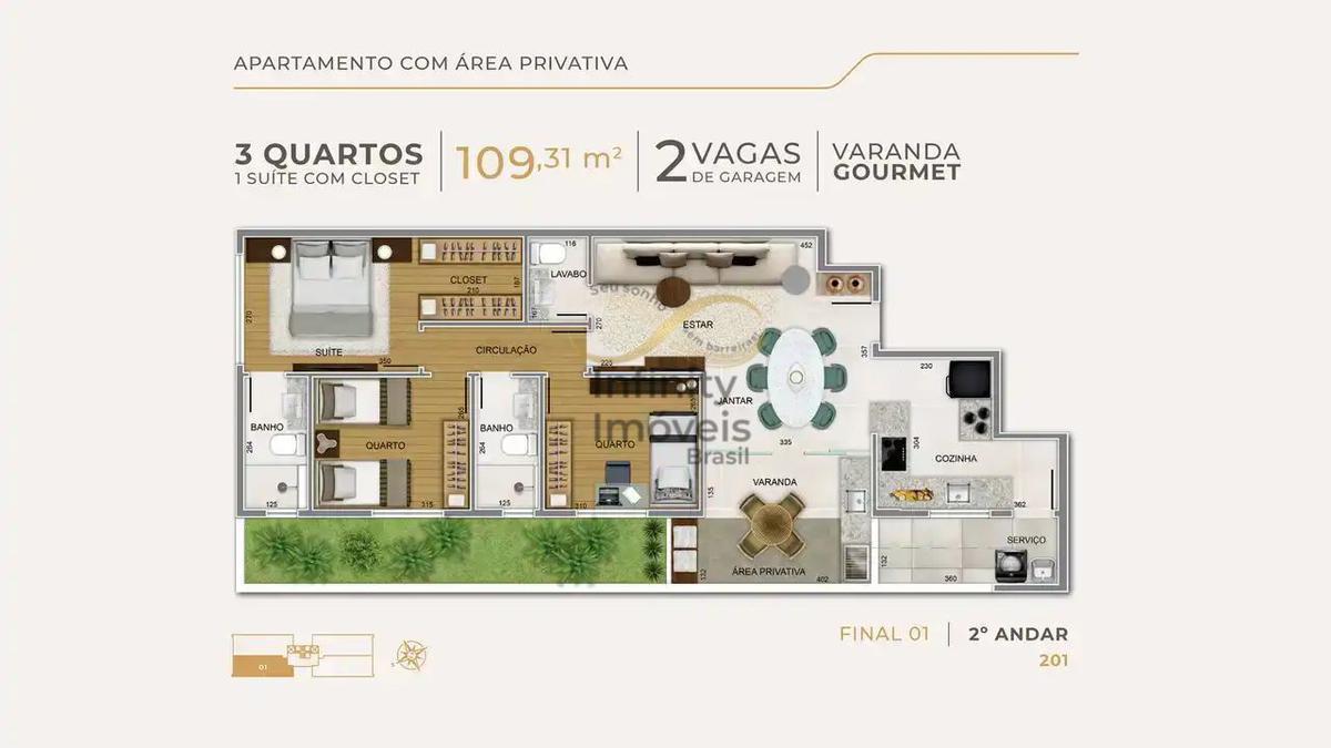 Apartamento, Funcionários, 3 Quartos
