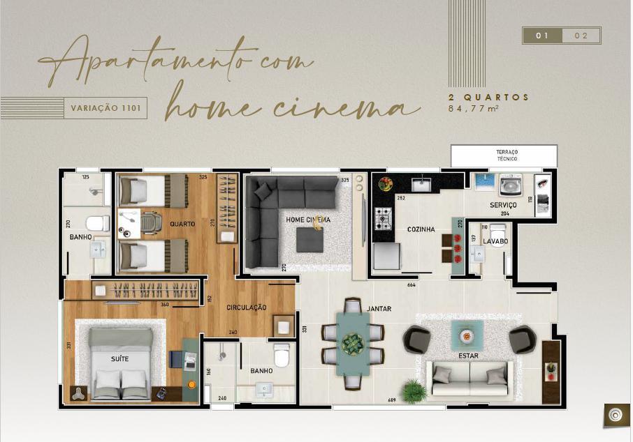 Apartamento, Lourdes, 2 Quartos, 2 Vagas, 1 Suíte