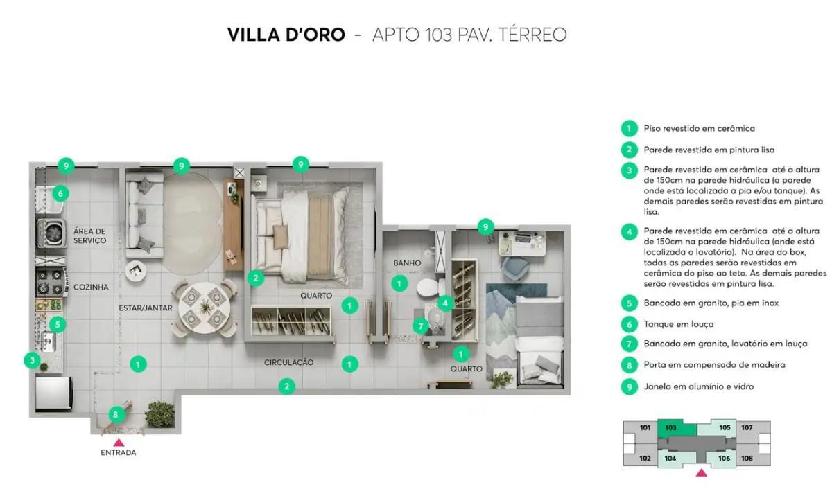 Apartamento, Alípio de Melo, 2 Quartos, 1 Vaga