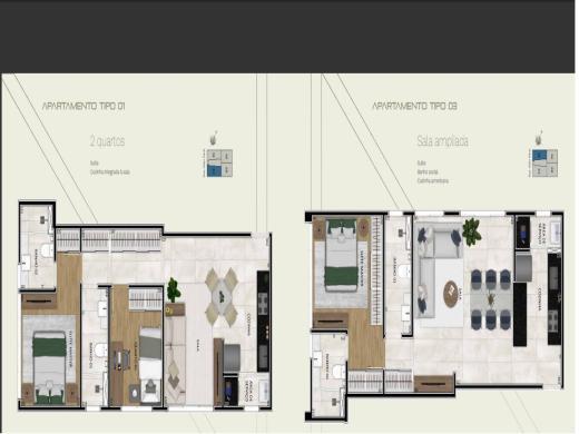 Apartamento, Funcionários, 2 Quartos, 2 Vagas, 1 Suíte