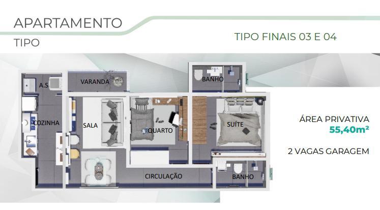 Apartamento, Santa Mônica, 2 Quartos, 2 Vagas, 1 Suíte